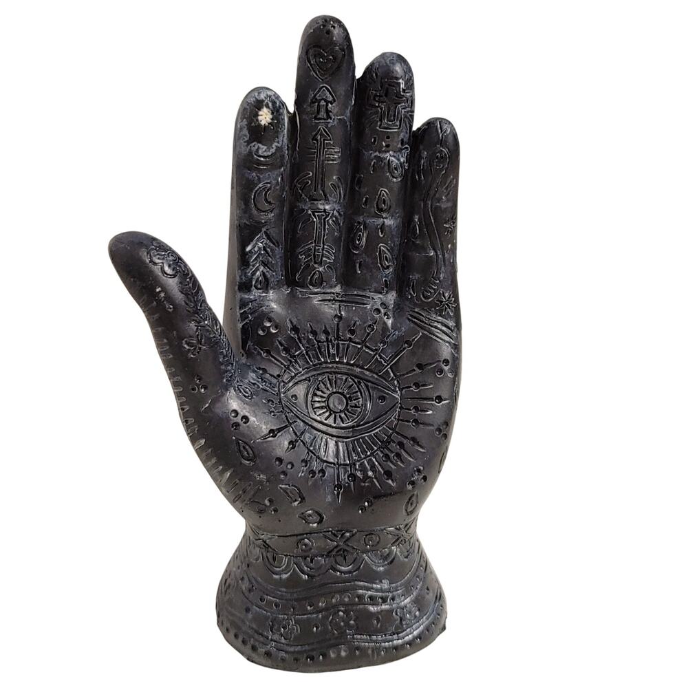 Evil Eye Hamsa Hand Fatima God Palmistry Decorative Statue Halloween Decor Black